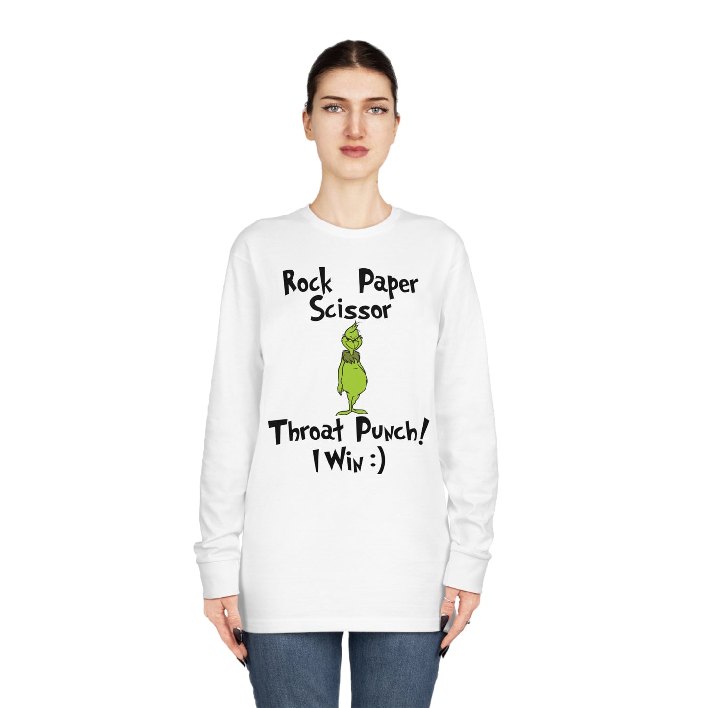 Rock, Paper, Scissors, Throat Punch. I Win! Grinch Christmas Long Sleeve T-Shirt