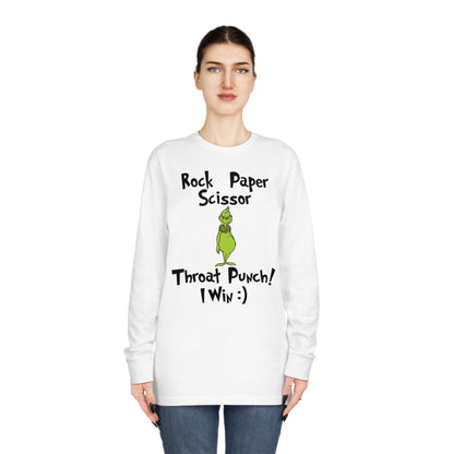 Rock, Paper, Scissors, Throat Punch. I Win! Grinch Christmas Long Sleeve T-Shirt