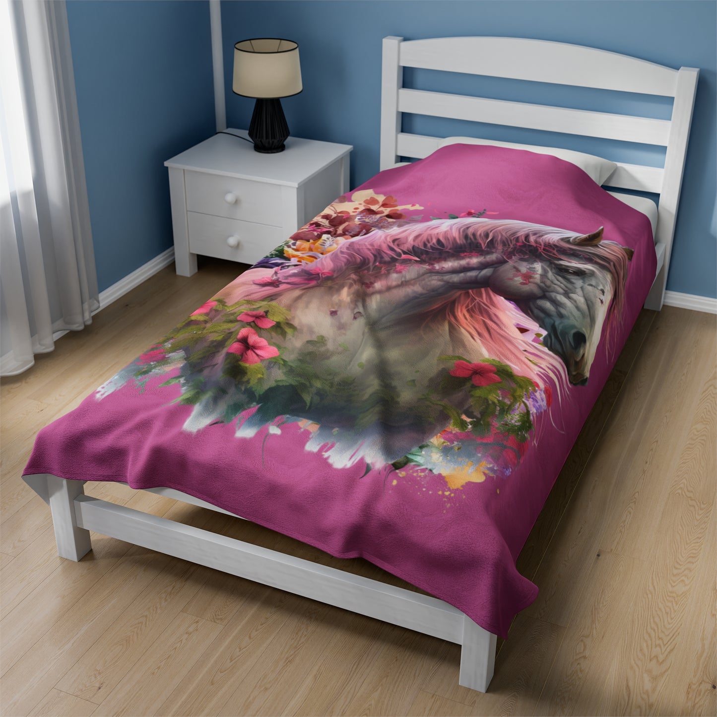 Watercolor White and Pink Horse Blanket