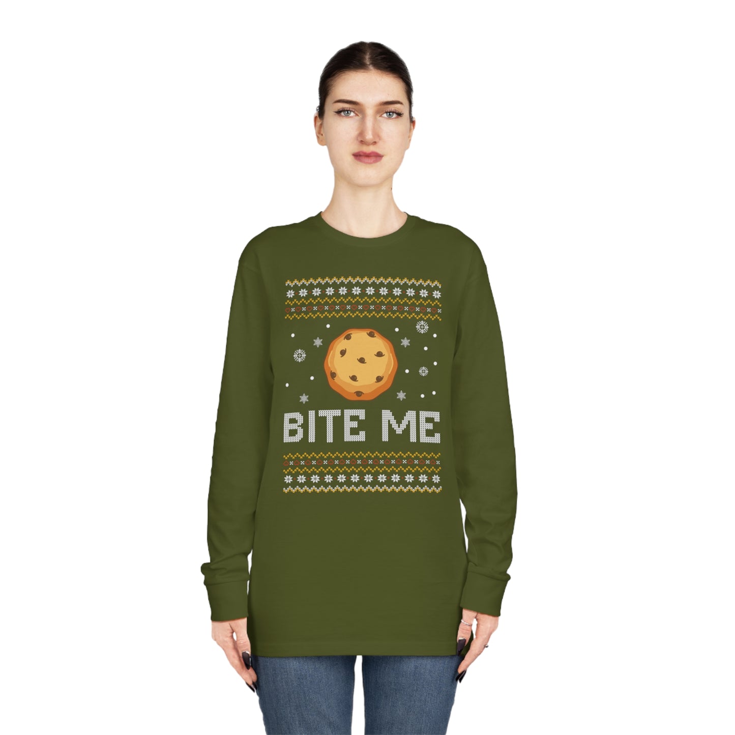 Cookie Bite Me Christmas Ugly Sweater Long Sleeve T-shirt