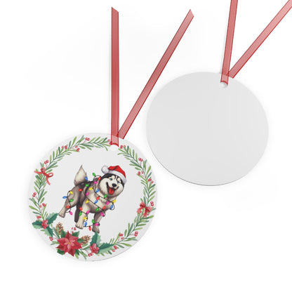 Siberian Husky Dog in Lights Ornament