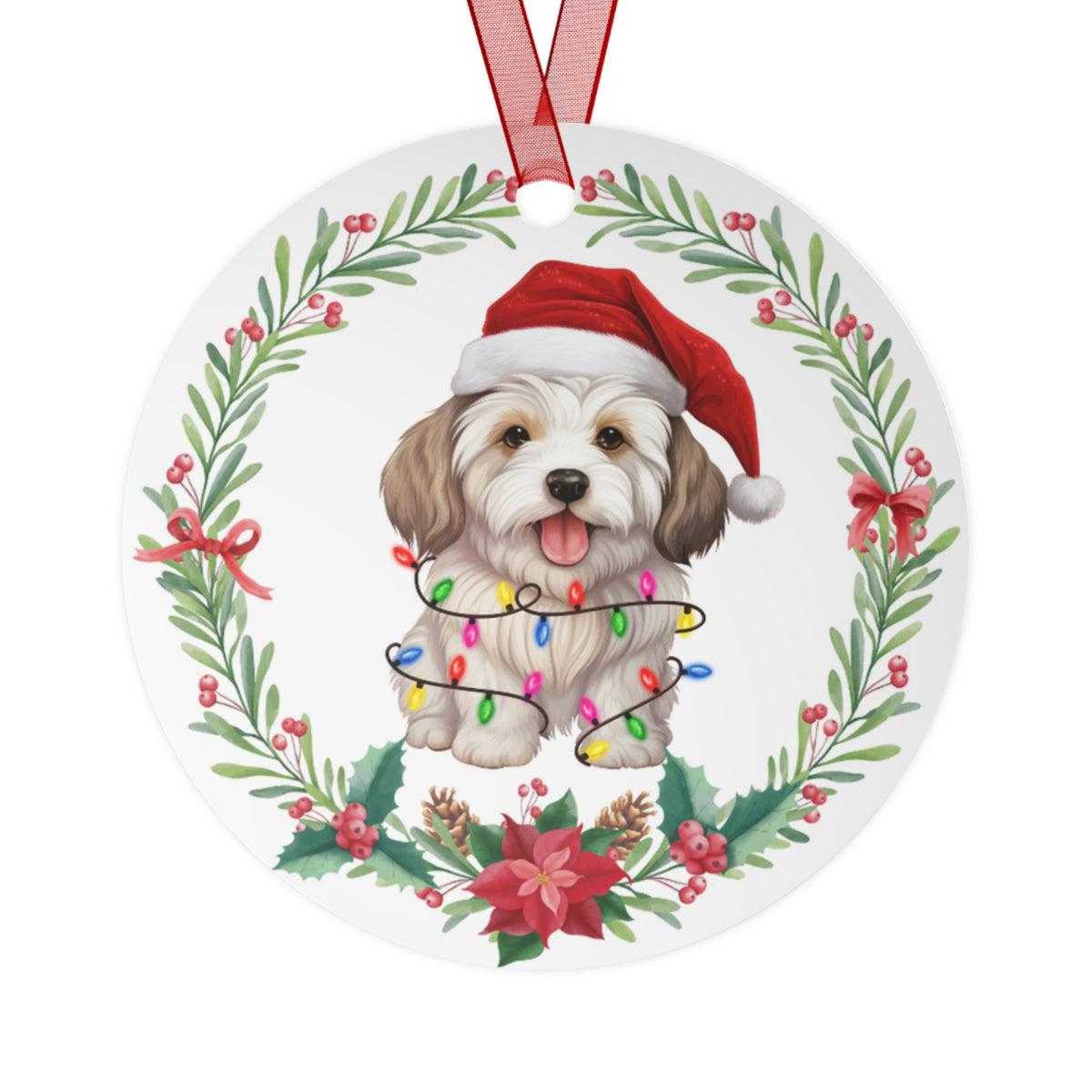 Cotton De Tulear Dog in Lights Ornament