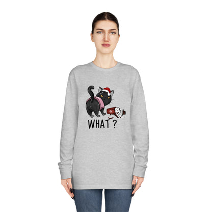 What? Cat Knocking Over Coffee Christmas Long Sleeve T-shirt