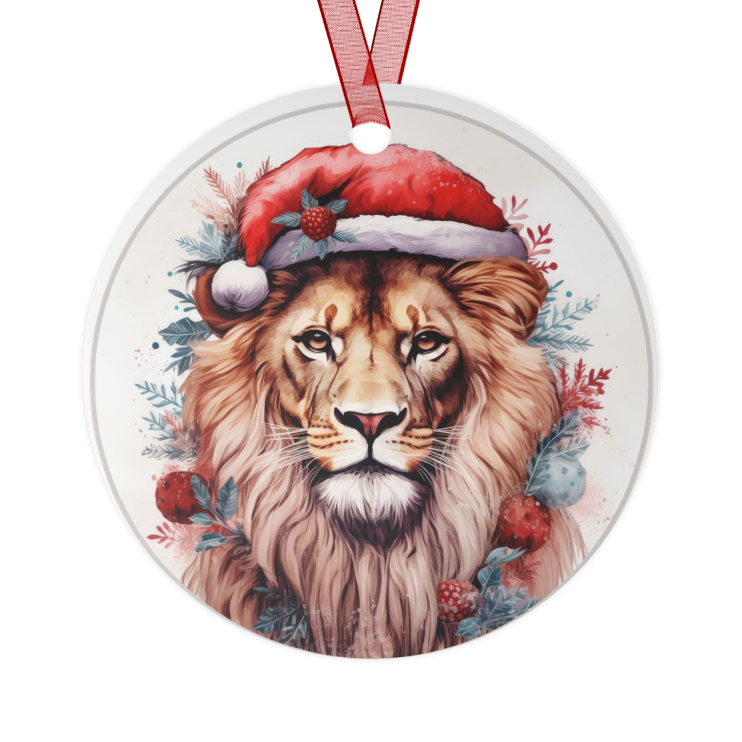 Lion in Santa Hat Ornament