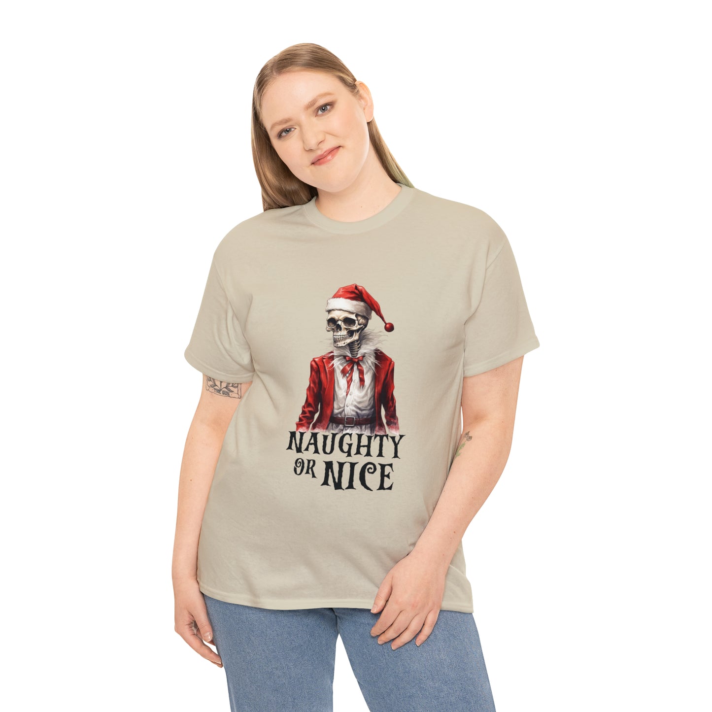 Naughty or Nice Skeleton Christmas Short Sleeve Tee