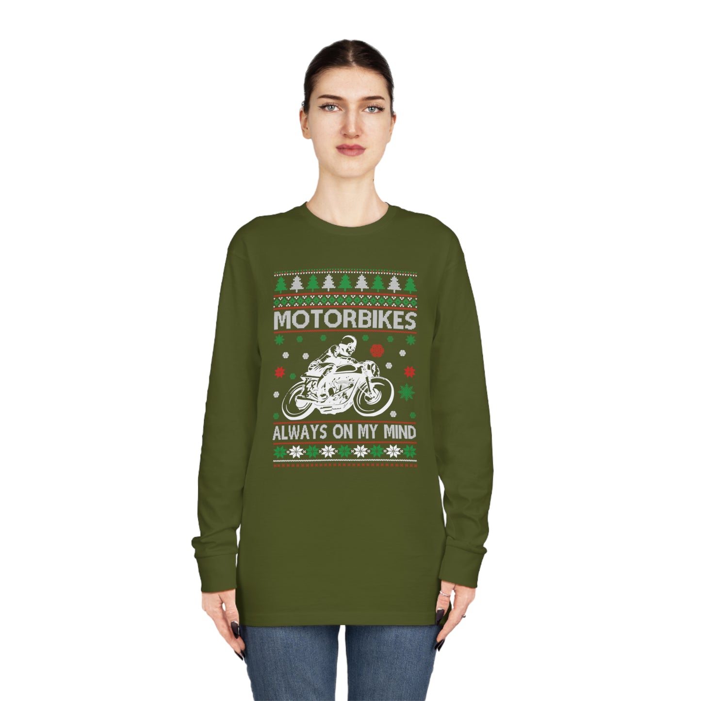 Motorbikes Always on My Mind Christmas Ugly Sweater Long Sleeve Tee
