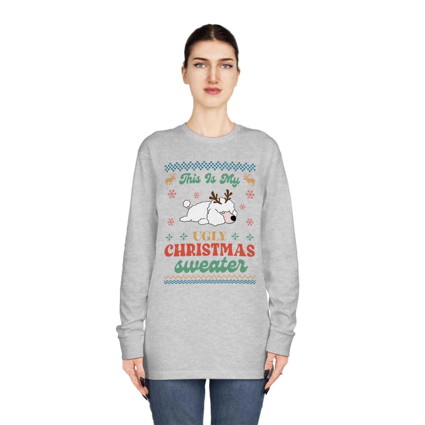 Miniature Poodle This is My Ugly Christmas Sweater Long Sleeve Tee