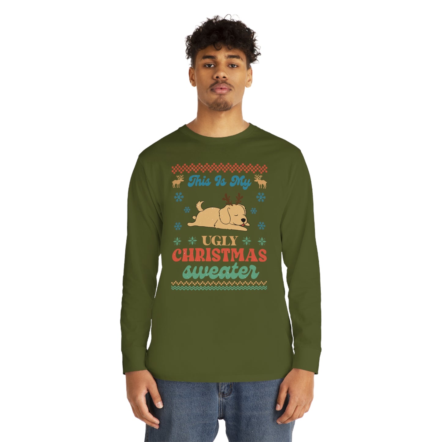 Golden Retriever This is My Ugly Christmas Sweater Long Sleeve Tee