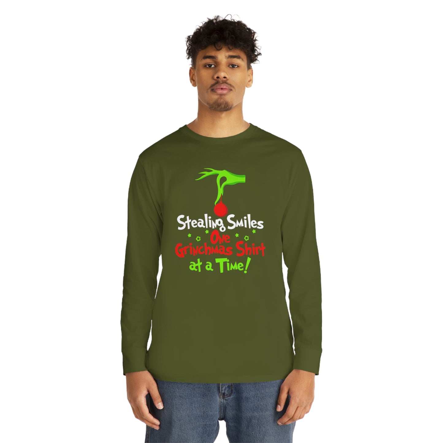 Stealing Smiles One Grinchmas Shirt At a Time! Christmas Long Sleeve T-shirt