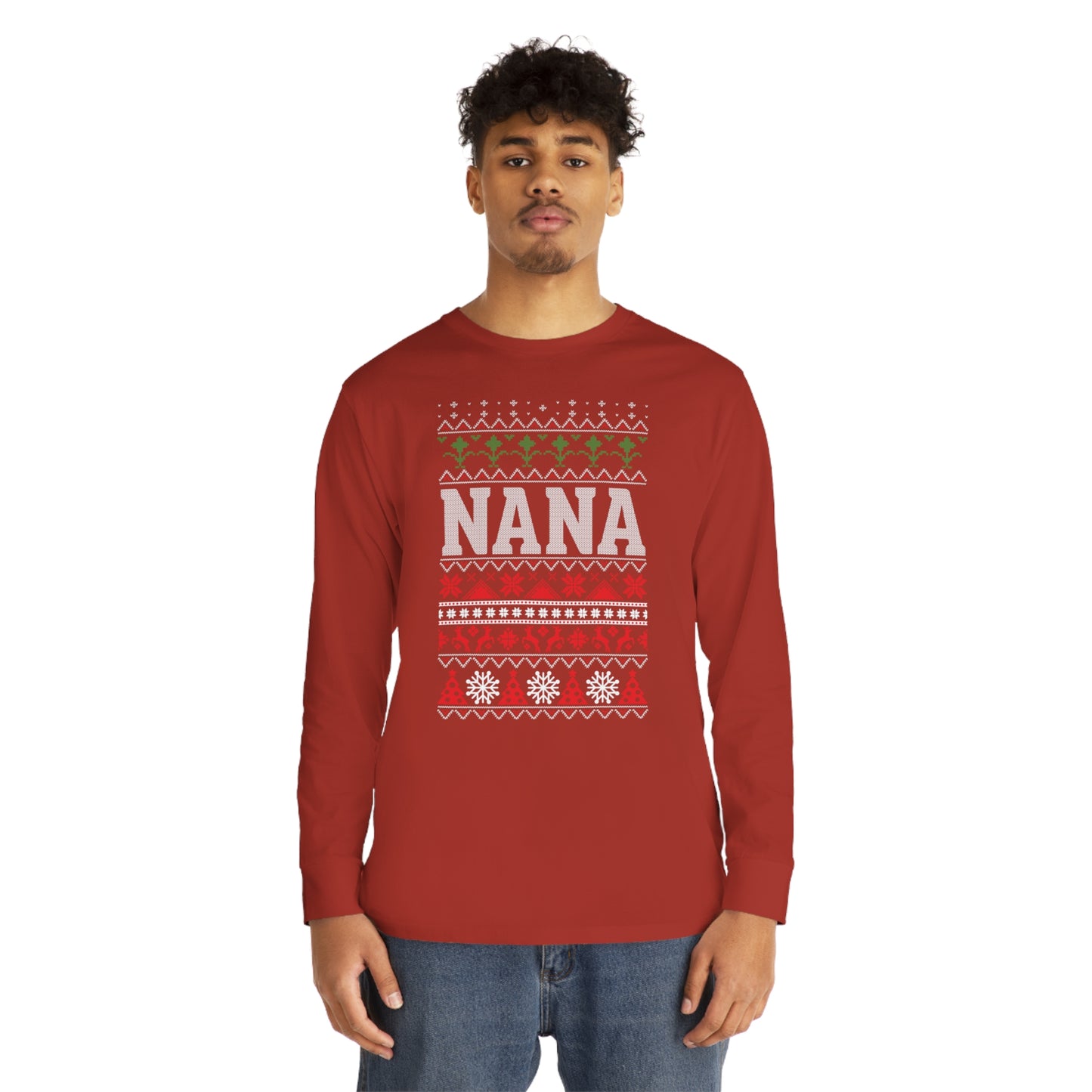 Nana Christmas Ugly Sweater Long Sleeve Tee