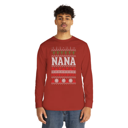 Nana Christmas Ugly Sweater Long Sleeve Tee