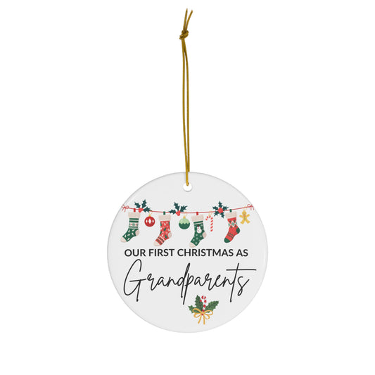 Our First Christmas as Grandparents Design 2 Ceramic Ornament