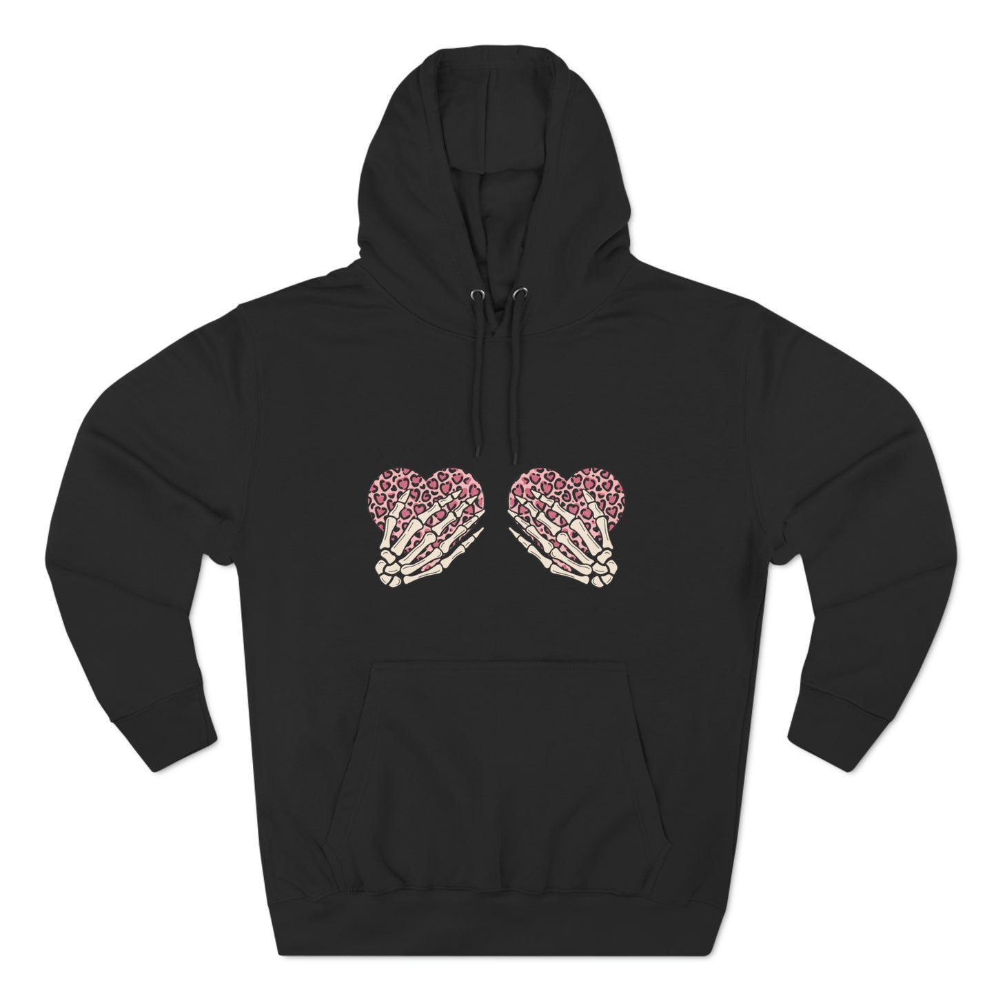 Skeleton Hand on Hearts Valentine Pullover Hoodie