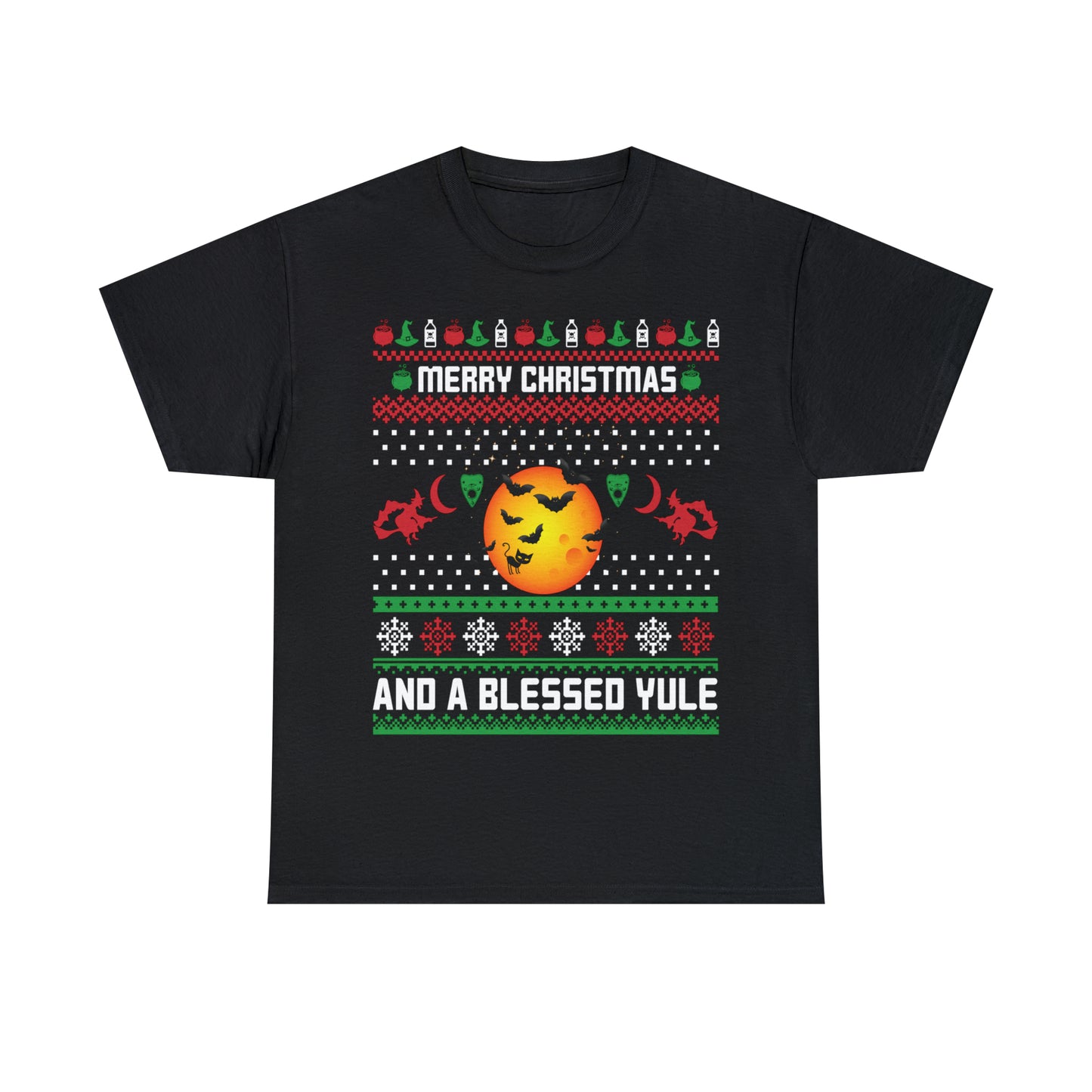 Merry Christmas and a Blessed Yule Christmas Ugly Sweater Short Sleeve Tee