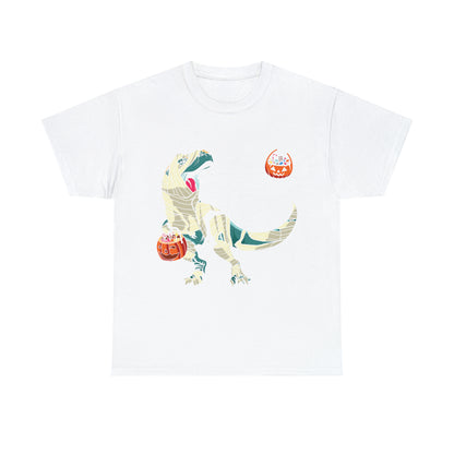 Skeleton Riding Mummy Dinosaur Halloween Short Sleeve Tee