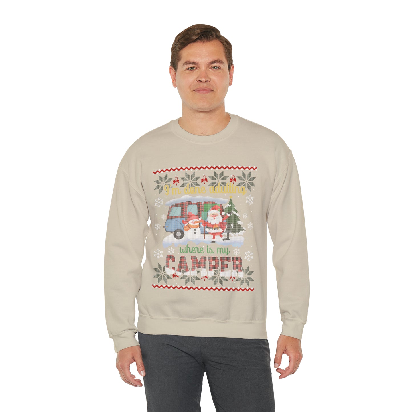 I'm Done Adulting Where is My Camper Christmas Ugly Sweater Sweatshirt