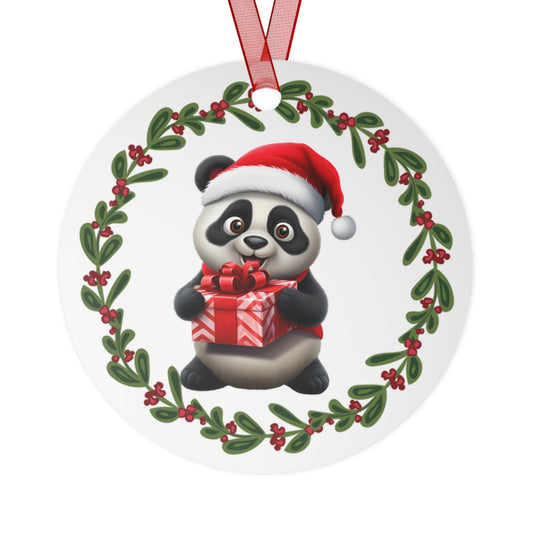 Panda With Present Christmas Ornament