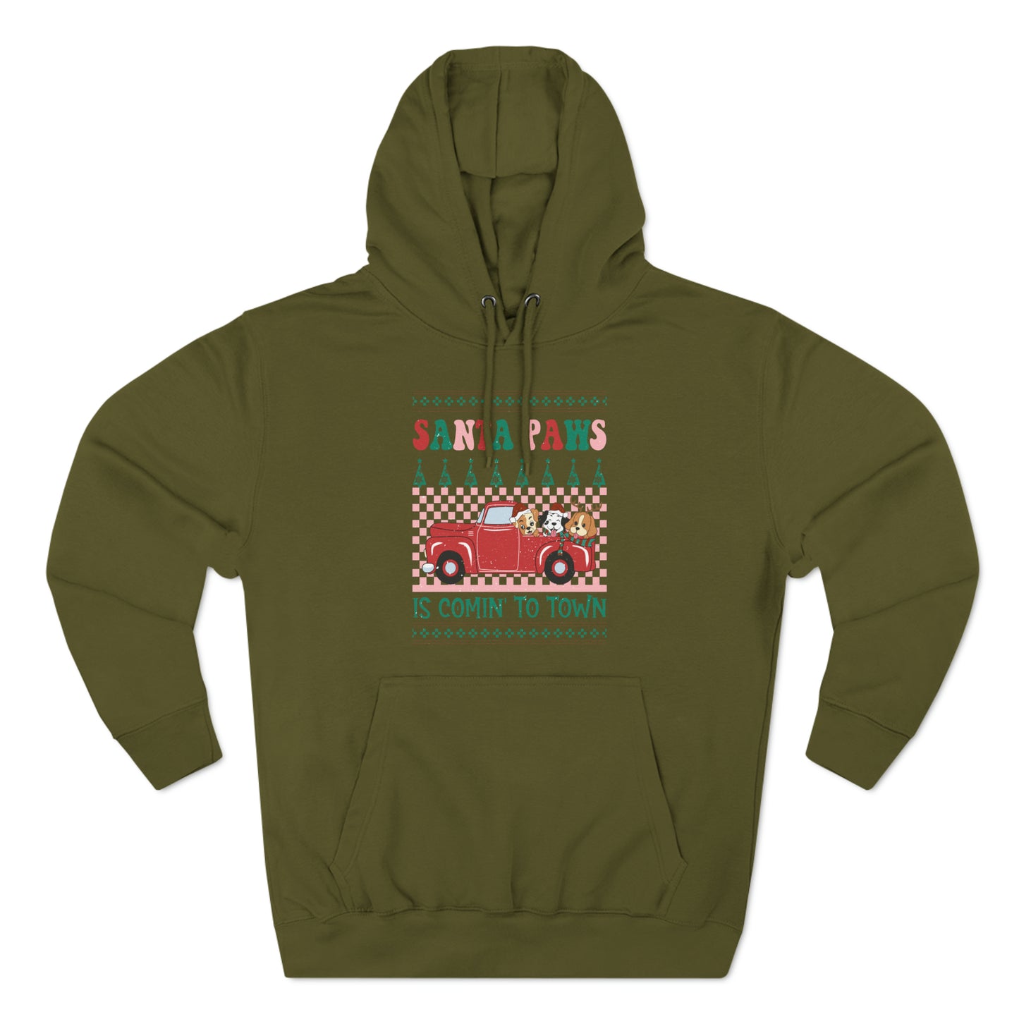 Santa Paws is Comin' to Town Christmas Ugly Sweater Pullover Hoodie