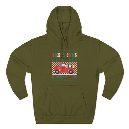 Santa Paws is Comin' to Town Christmas Ugly Sweater Pullover Hoodie