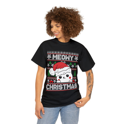 Meowy Christmas Truck Ugly Sweater Short Sleeve Tee