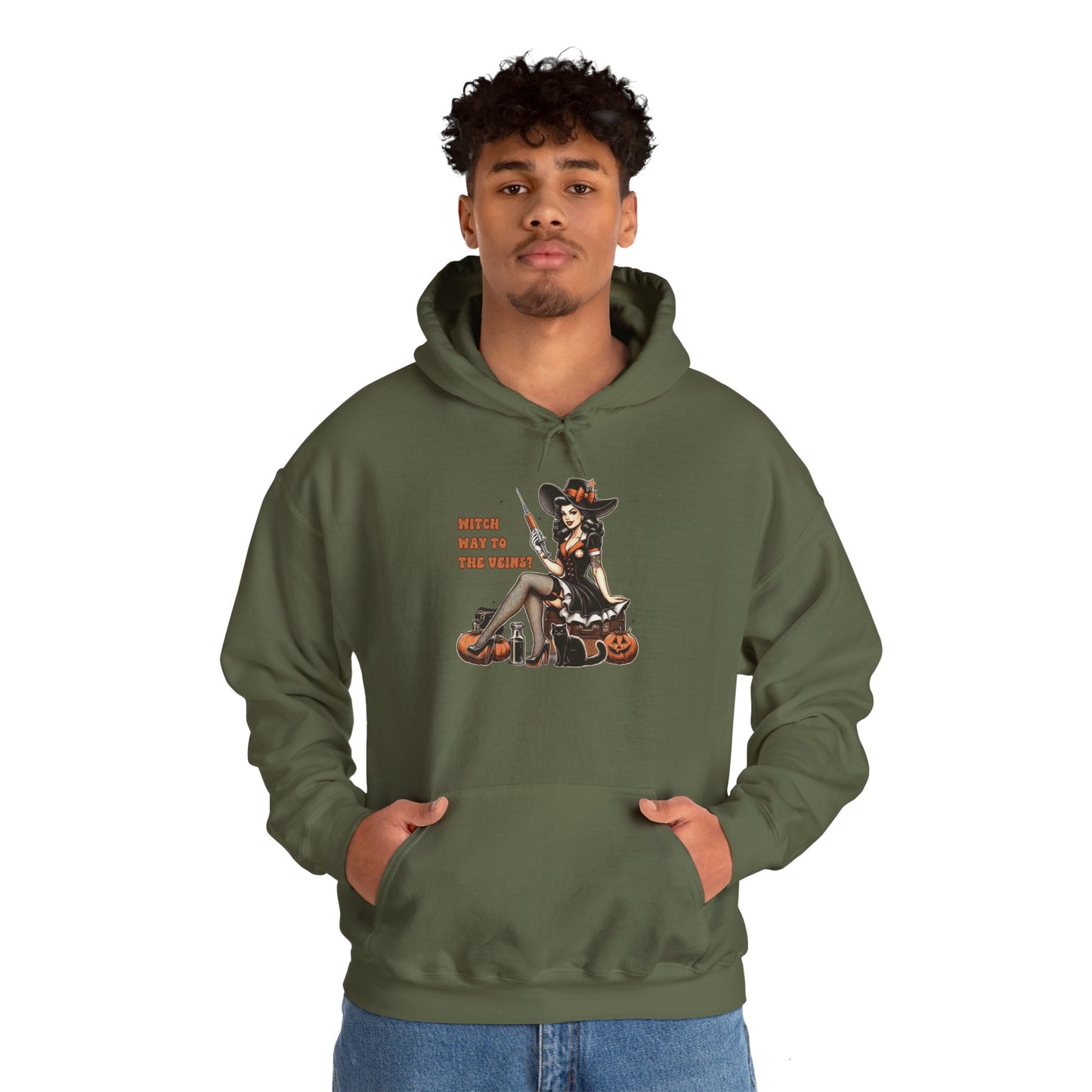 Phlebotomist Halloween Witch Way To The Veins Pullover Hoodie