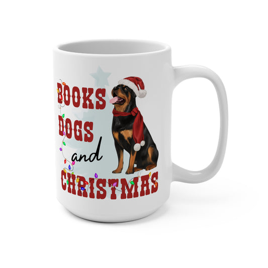 Books Dogs And Christmas Mug 15oz