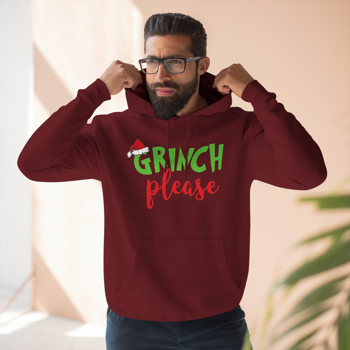 Grinch Please Christmas Pullover Hoodie