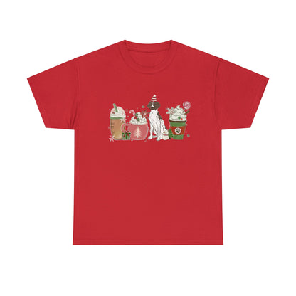 Pointer Dog Latte Christmas Short Sleeve Tee