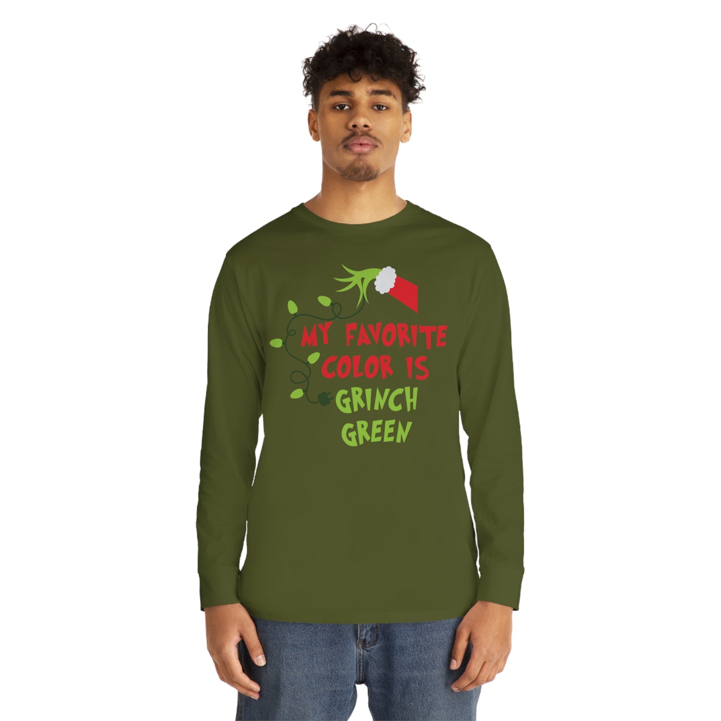 My Favorite Color is Grinch Green Christmas Long Sleeve T-Shirt