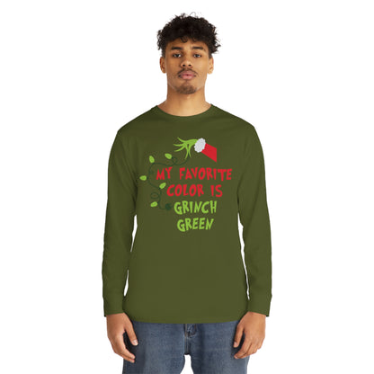 My Favorite Color is Grinch Green Christmas Long Sleeve T-Shirt