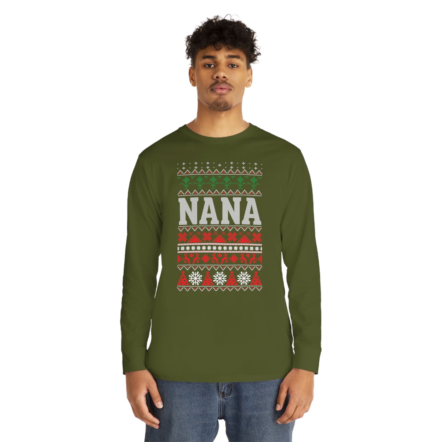 Nana Christmas Ugly Sweater Long Sleeve Tee