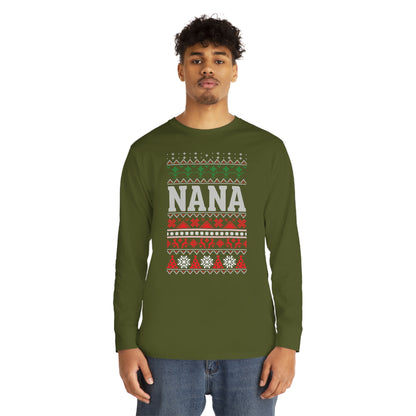 Nana Christmas Ugly Sweater Long Sleeve Tee