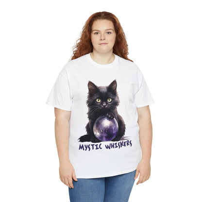 Mystic Whiskers Black Cat Halloween Short Sleeve Tee