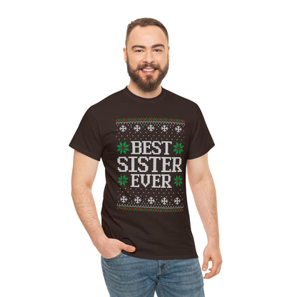 Best Sister Ever Christmas Ugly Sweater Short Sleeve Tee