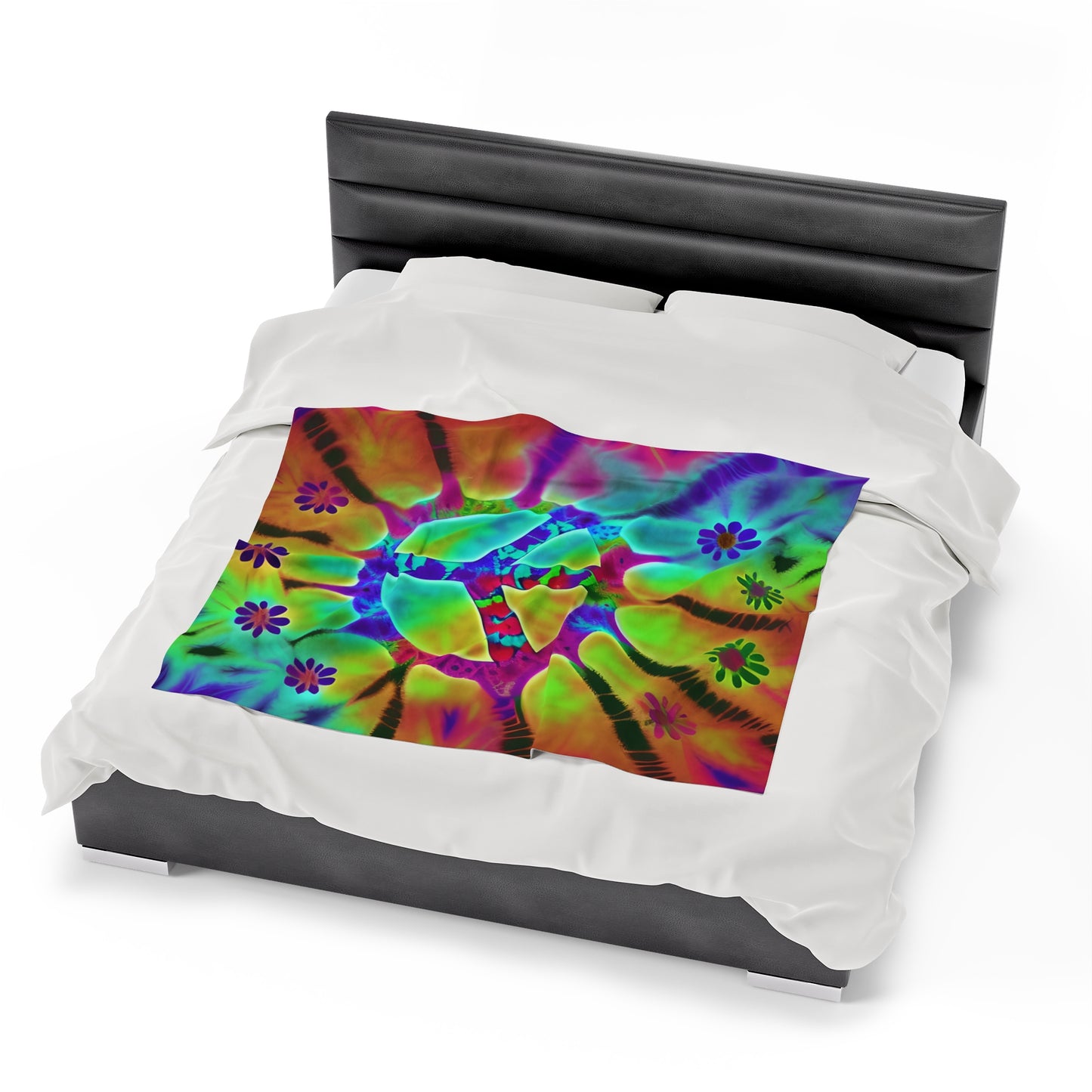 Tye Dye Rainbow Peace Sign Plush Blanket