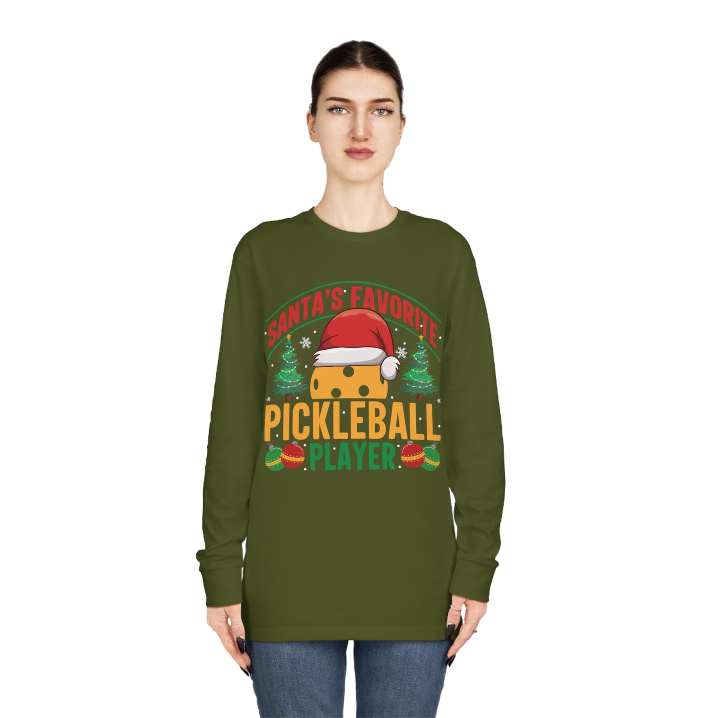 Santa's Favorite Pickleball Player Christmas Long Sleeve T-Shirt