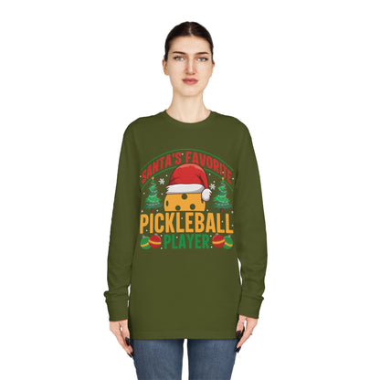 Santa's Favorite Pickleball Player Christmas Long Sleeve T-Shirt
