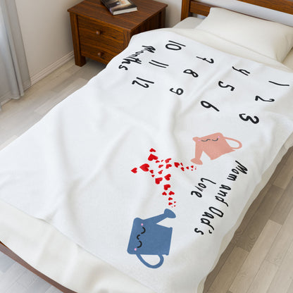 Mom and Dad's Love Milestone Velveteen Plush Blanket