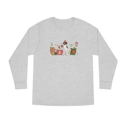 Pointer Dog Latte Christmas Long Sleeve Tee