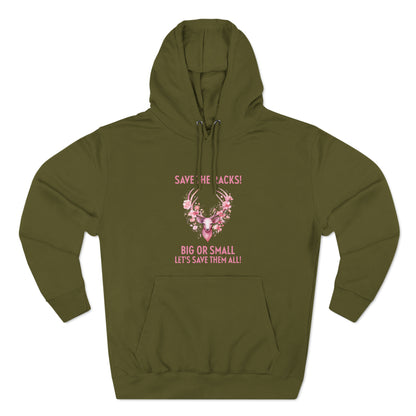 Save The Racks Big or Small Deer Breast Cancer Pullover Hoodie