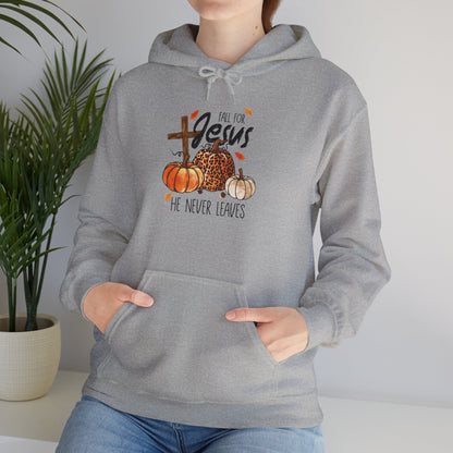 Fall For Jesus He Never Leaves Christian Halloween Pullover Hoodie