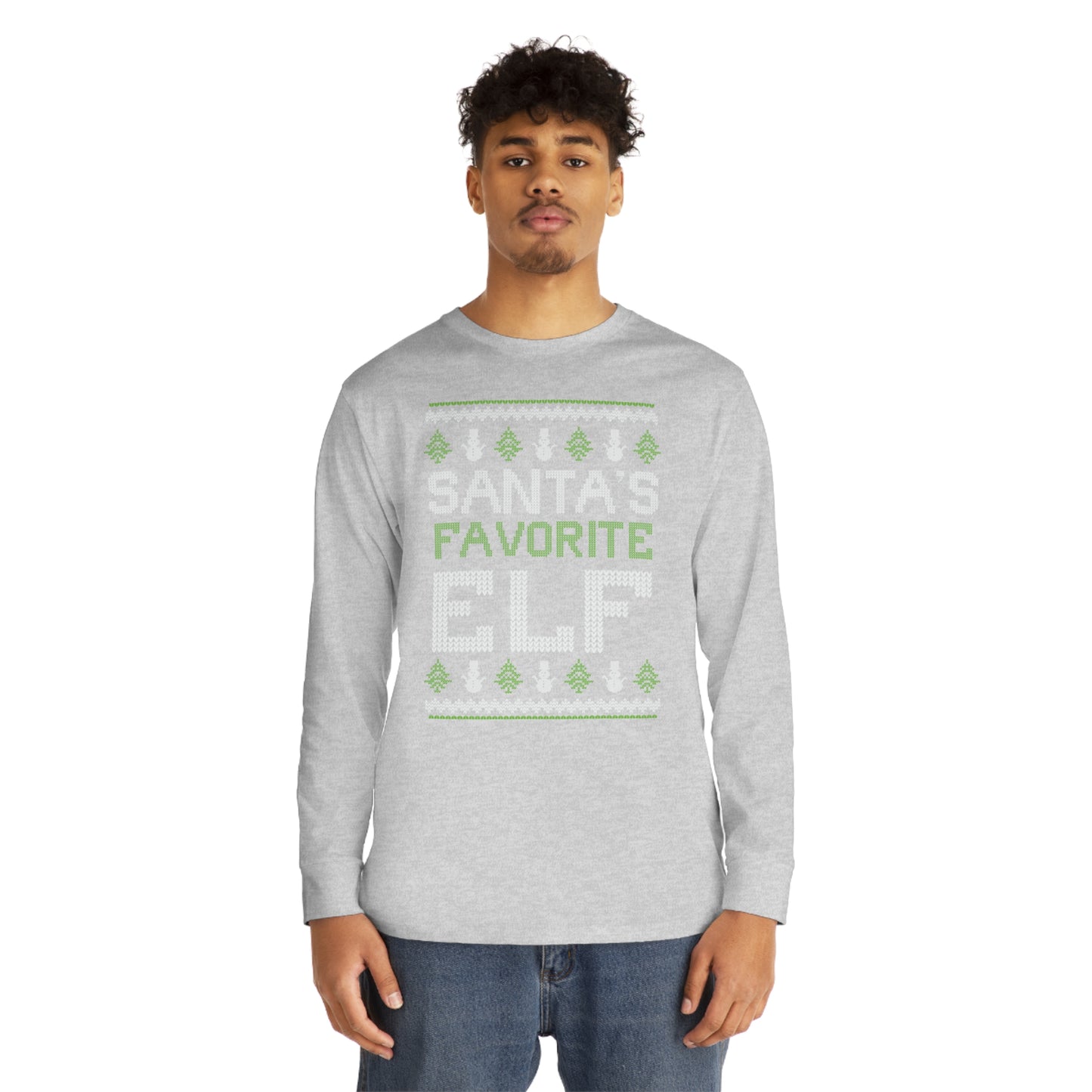 Santa's Favorite Elf Ugly Christmas Sweater Long Sleeve T-shirt