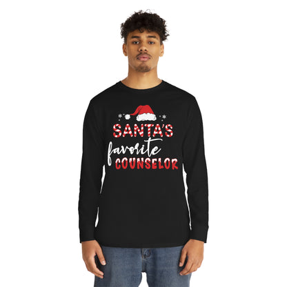 Santa's Favorite Counselor Christmas Long Sleeve Tee