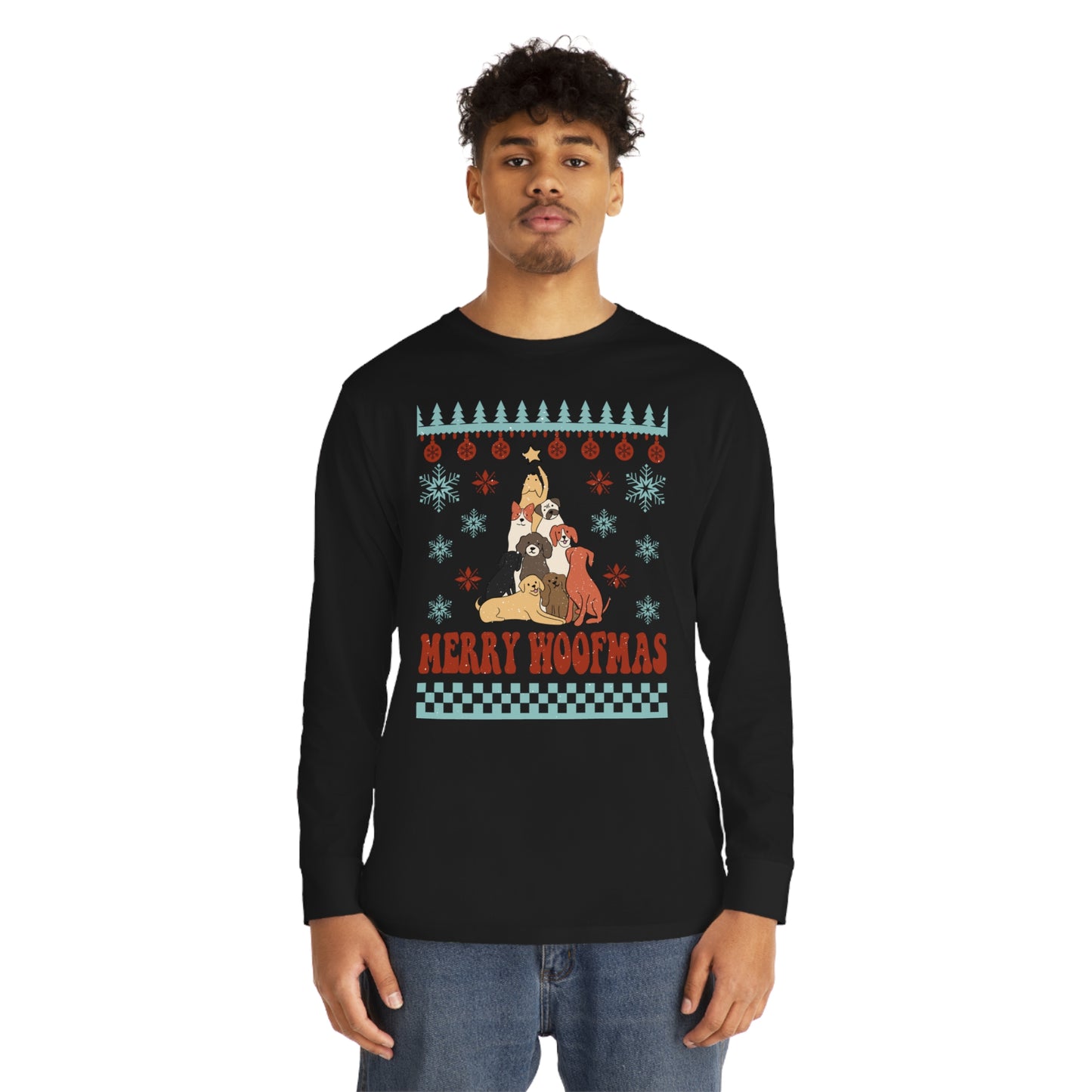 Merry Woofmas Dog Tree Christmas Ugly Sweater Long Sleeve T-shirt