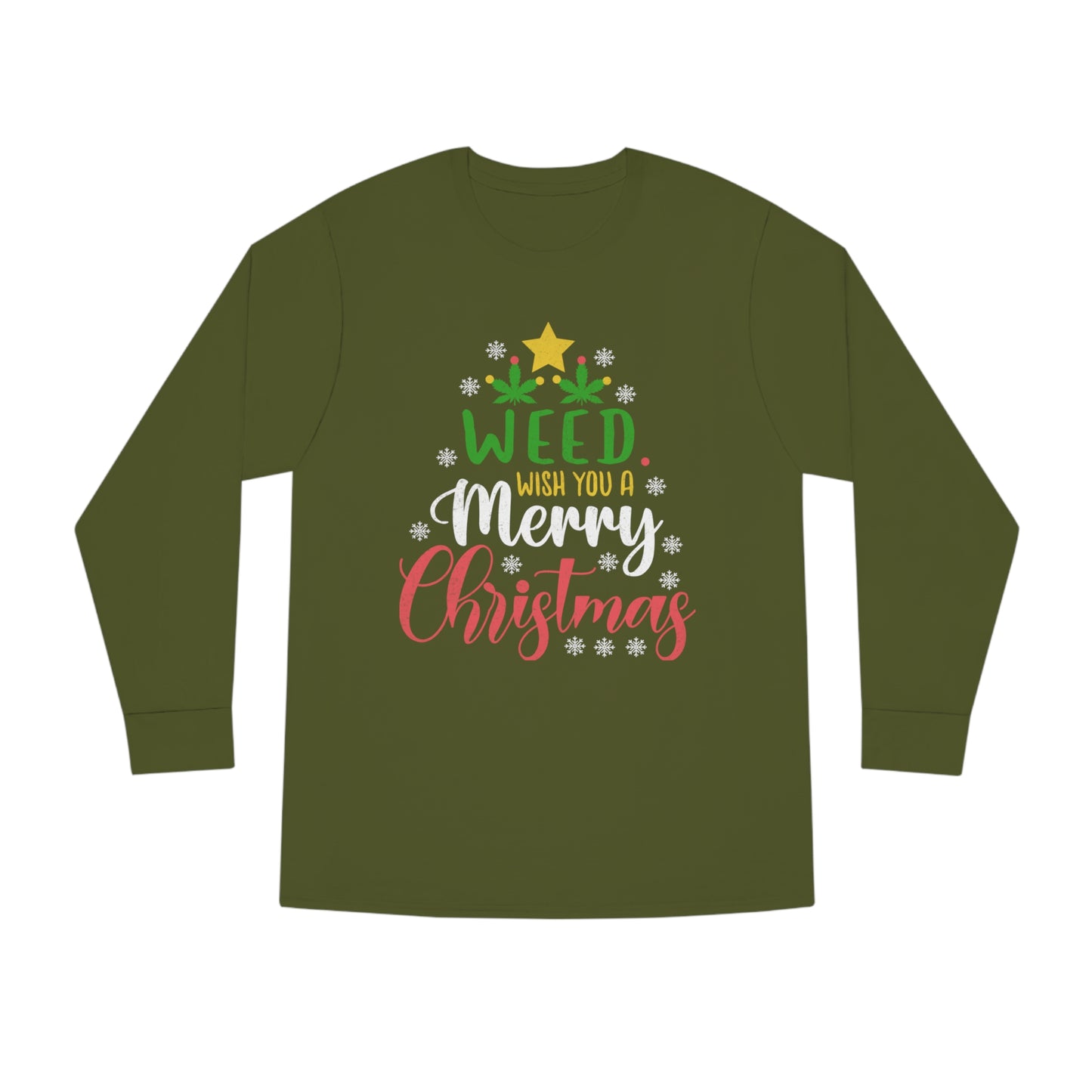 Weed Wish You A Merry Christmas Ugly Sweater Long Sleeve T-shirt