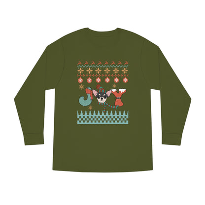 Joy Chihuahua Dog Christmas Ugly Sweater Long Sleeve Tee