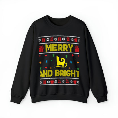 Merry and Bright Sleigh Christmas Ugly Sweater Sweatshirt