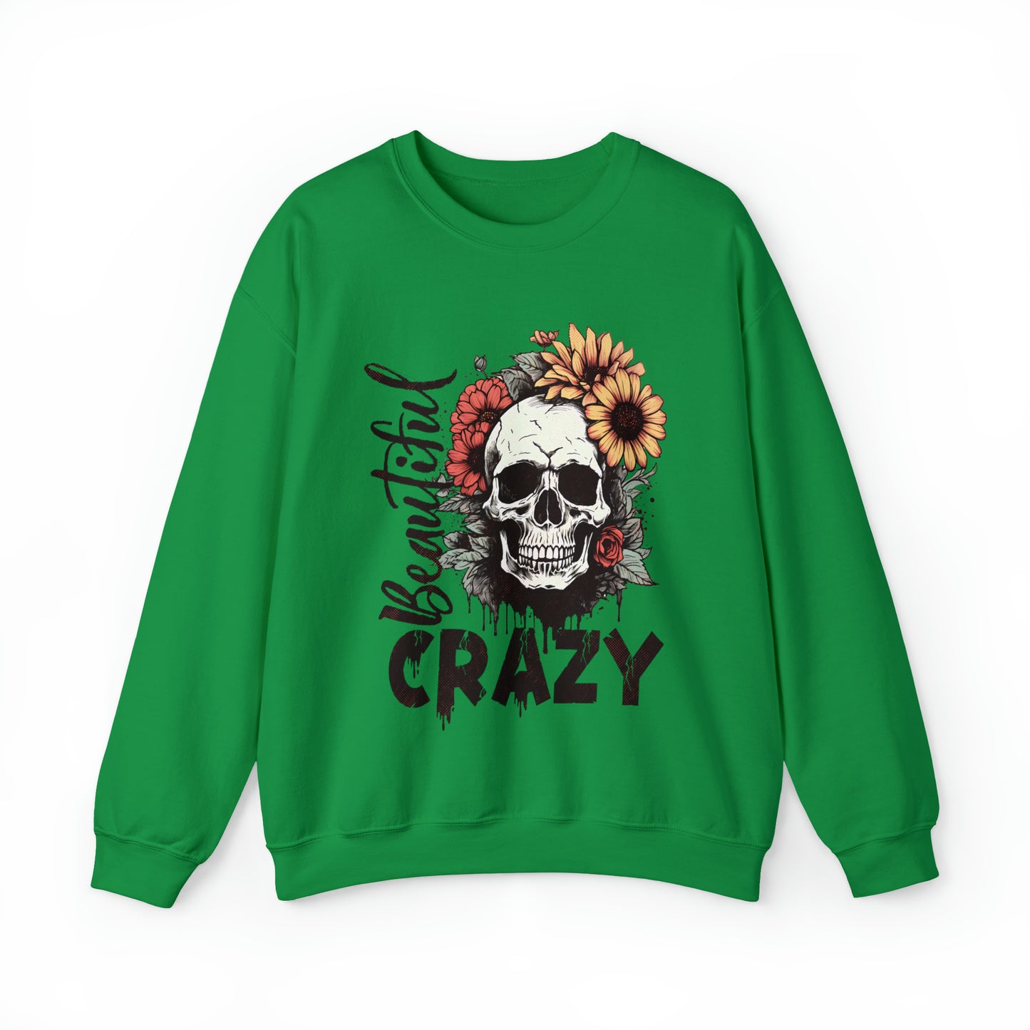 Beautiful Crazy Skull With Flowers Halloween Sweatshirt