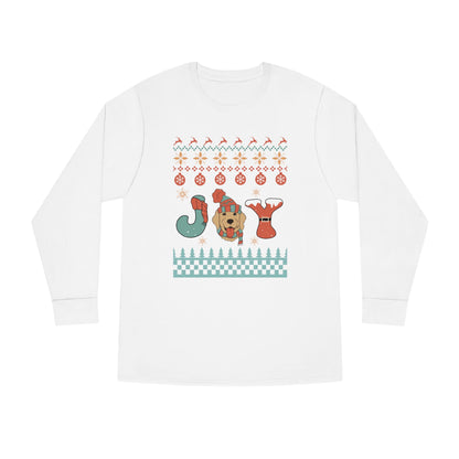Joy Golden Retriever Dog Christmas Ugly Sweater Long Sleeve Tee