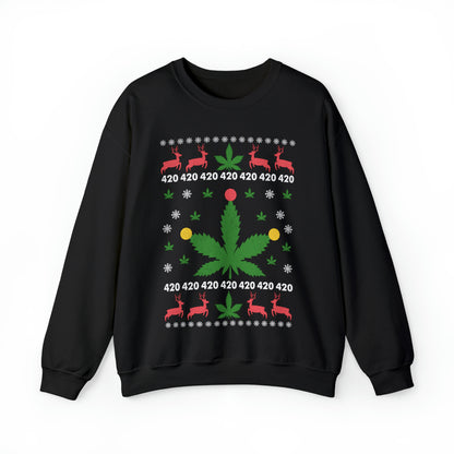 Cannabis Leaf with Lights Christmas Ugly Sweater Sweatshirt